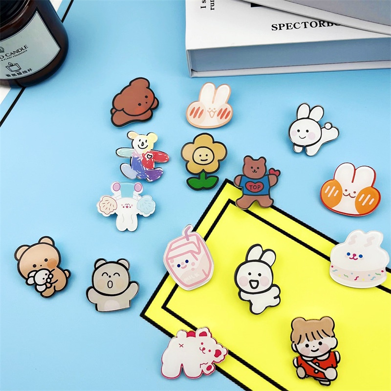 Combo 10 Huy hiệu ghim pin cài áo ba lô hoạt hình 2,5cm 3cm