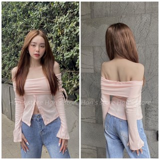 [HAN’S STORE ]ÁO TAY DÀI BẸT VAI PHỐI NÚT BẢNG MÀU SIÊU TÔN DA ( ẢNH THẬT )