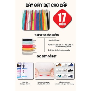 Dây giày dẹt cao cấp 17 màu siêu đẹp, có hộp DG01