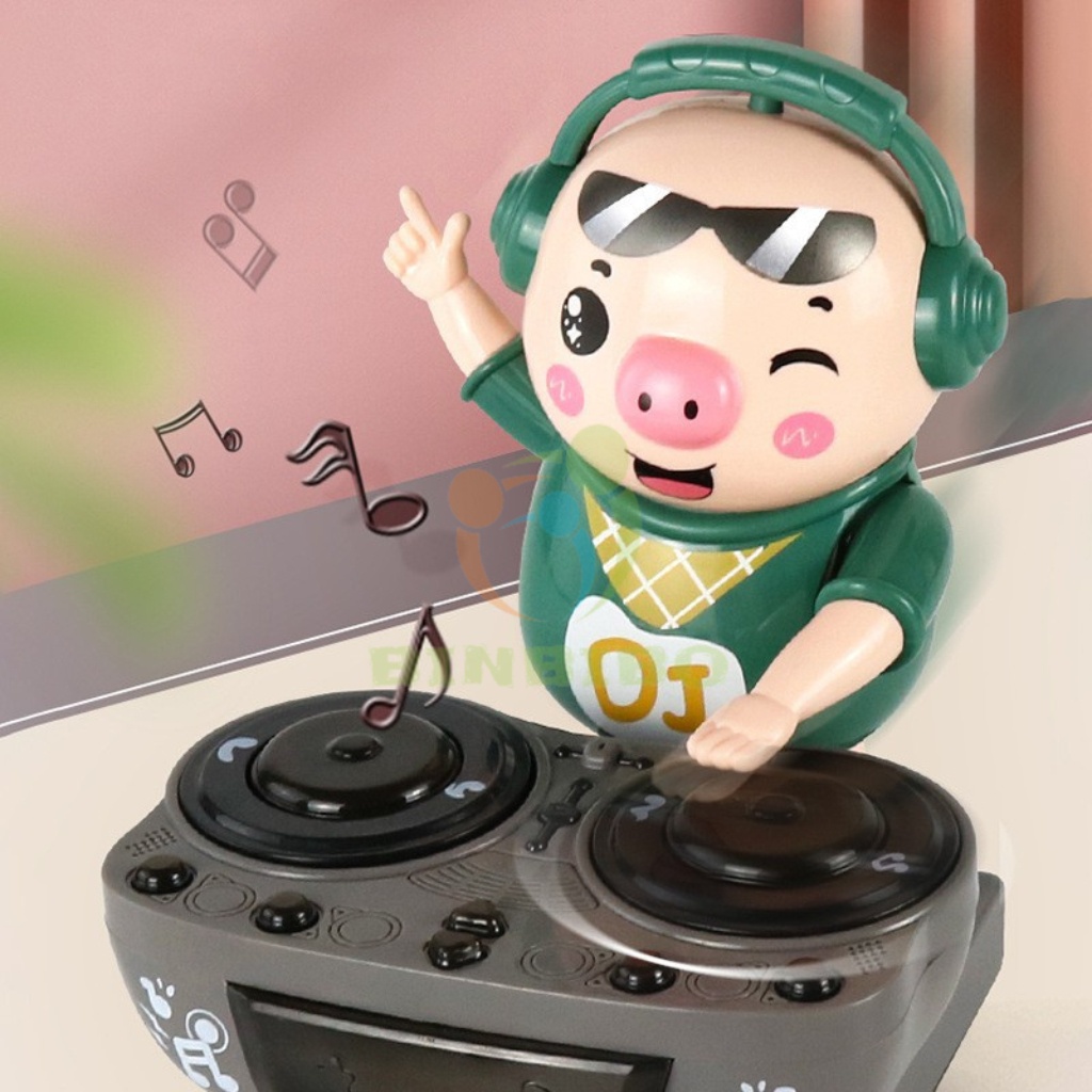 Heo DJ Phát Nhạc Có âm thanh và đèn phát sáng nhảy cực vui dễ thương cho bé- Binbibo