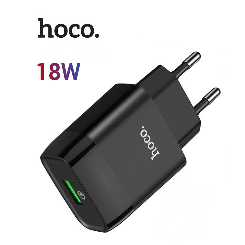 Củ sạc Hoco C72Q sạc nhanh 3A/18W 1 cổng USB chân tròn tiêu chuẩn ( Đen ...