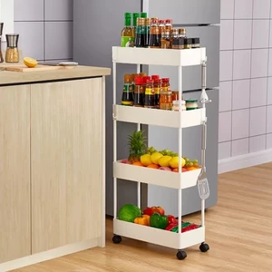 Kệ Để Đựng Đồ Đa Năng 4 Tầng Thanh Inox - Giá Nhựa có lỗ Cao cấp [CÓ BÁNH XE]