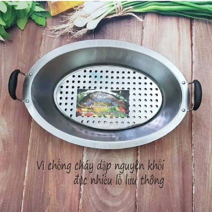 Khay cá chép om dưa - Inox Cao cấp có kèm khay chống khê cháy - Hàng nguyên khối - Giao nhanh