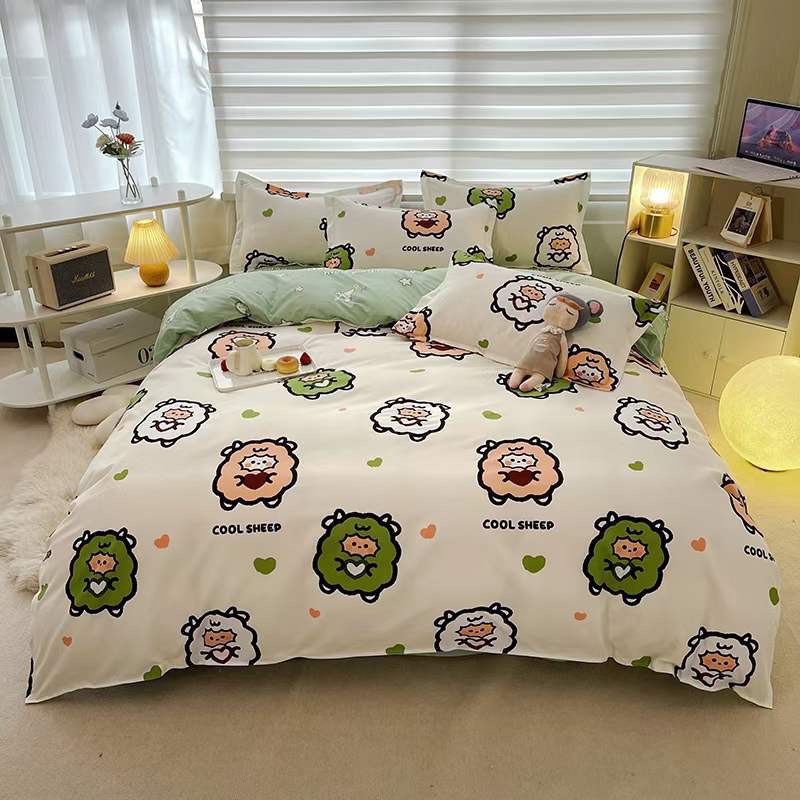 Ảnh Bộ chăn ga gối cotton poly cừu xanh cute ETAMI miễn phí bo chun ga trải giường (chưa kèm ruột) 1