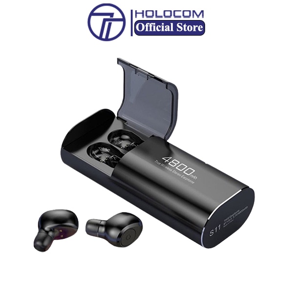Tai nghe kiêm sạc dự phòng HOLOCOM S11 bluetooth 5.0 chống nước chống ồn - âm thanh vòm 8D đàm thoại nghe nhạc cực hay