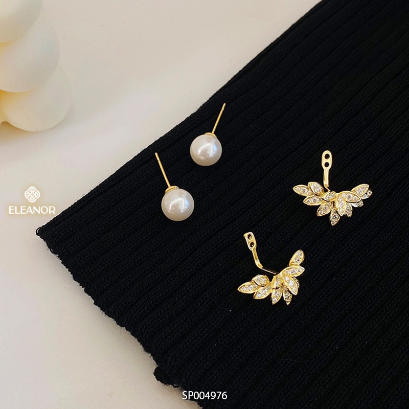 Bông tai nữ chuôi bạc 925 Eleanor Accessories ngọc trai nhân tạo phụ kiện trang sức khuyên tai 4976