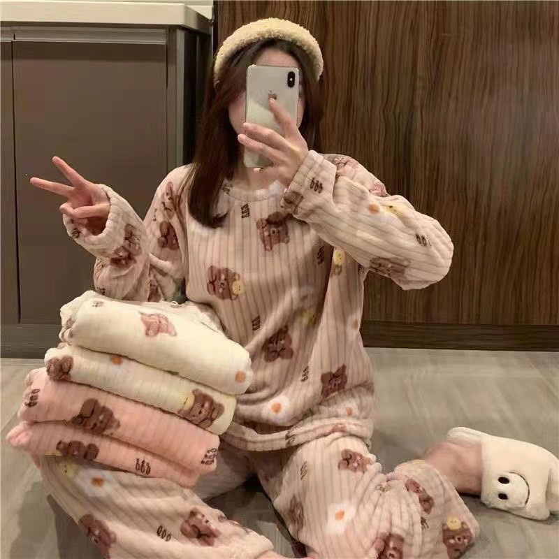 BỘ NGỦ BÔNG HOẠ TIẾT,MẶC MÙA THU ĐÔNG MỀM MỊN
