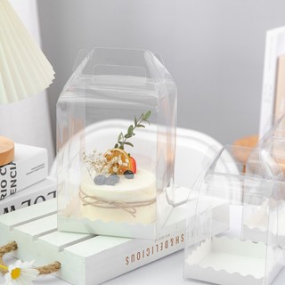 Hộp Mica Vuông Kèm Đế Ren Có Quai Xách Trong Suốt Đựng Bánh Sinh Nhật,Bento Cake Nhiều Size