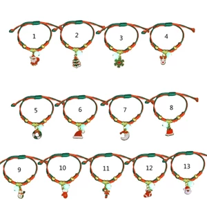 OXXGGKAO Có Thể Điều Chỉnh Handmade Dệt Vòng Tay Hạt Dạ Quang Giáng Sinh Mặt Dây Chuyền Vòng Tay Trang Sức Dự Tiệc Cho Gia Đình Fri