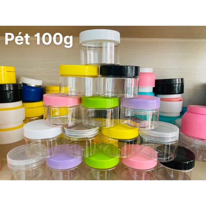 hủ đựng kem pet trong 100g, 200g,250g( nắp đủ màu)