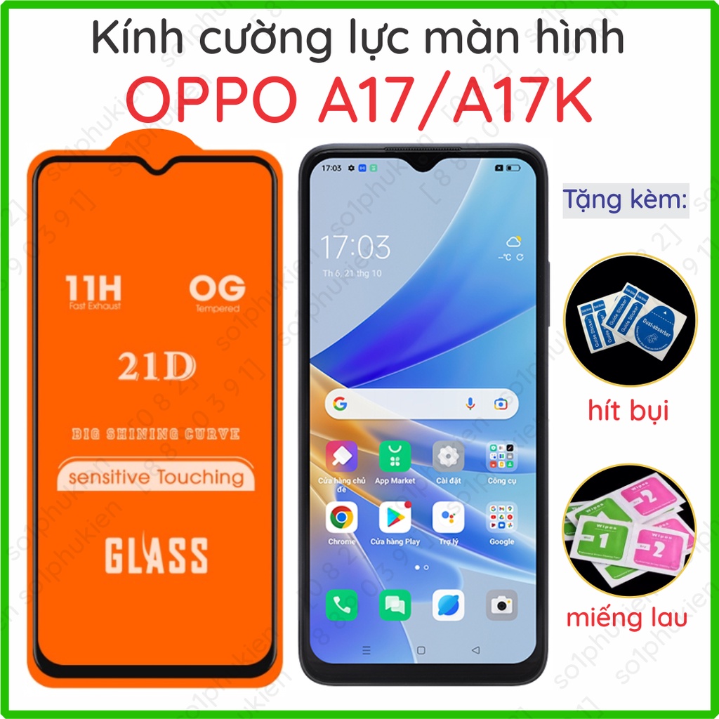 Kính cường lực Oppo A17 / A17K full màn hình, full keo | Shopee Việt Nam