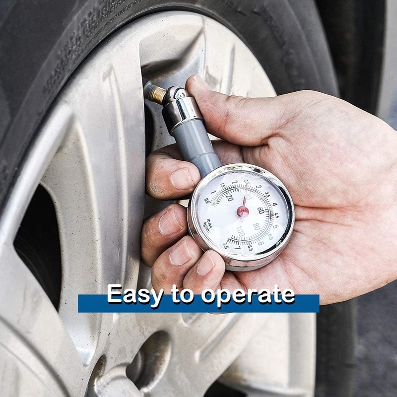 Đồng hồ đo áp suất lốp nhỏ 10-100PSI, Gage khí hợp kim kẽm cơ khí chính xác cho xe máy, ô tô, SUV ATV
