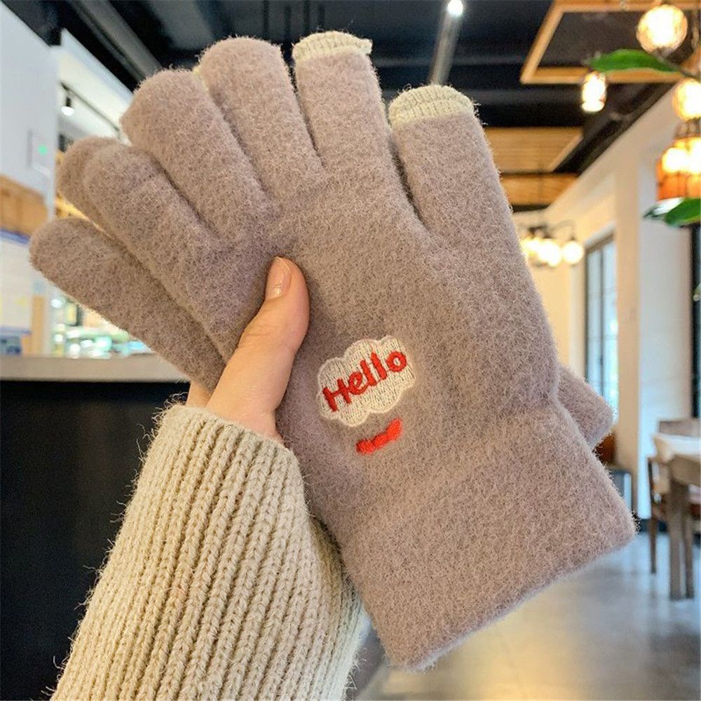 Găng Tay Len Cashmere Dày Dặn Giữ Ấm Mùa Đông Có Thể Chạm Màn Hình Cảm Ứng Dành Cho Nữ