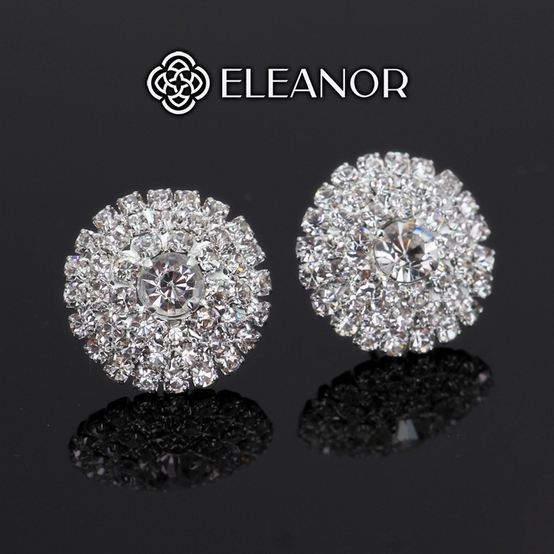 Bông tai nữ chuôi bạc 925 Eleanor Accessories hình tròn đính đá phụ kiện trang sức 4927