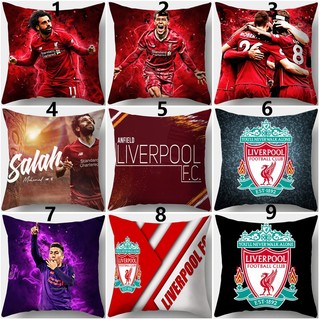 Vỏ gối Liverpool FC Logo Câu lạc bộ bóng đá Vỏ gối bằng vải Polyester in một mặt Sofa Đệm ô tô Văn phòng Vỏ gối trang trí tại nhà (Không có lõi gối)