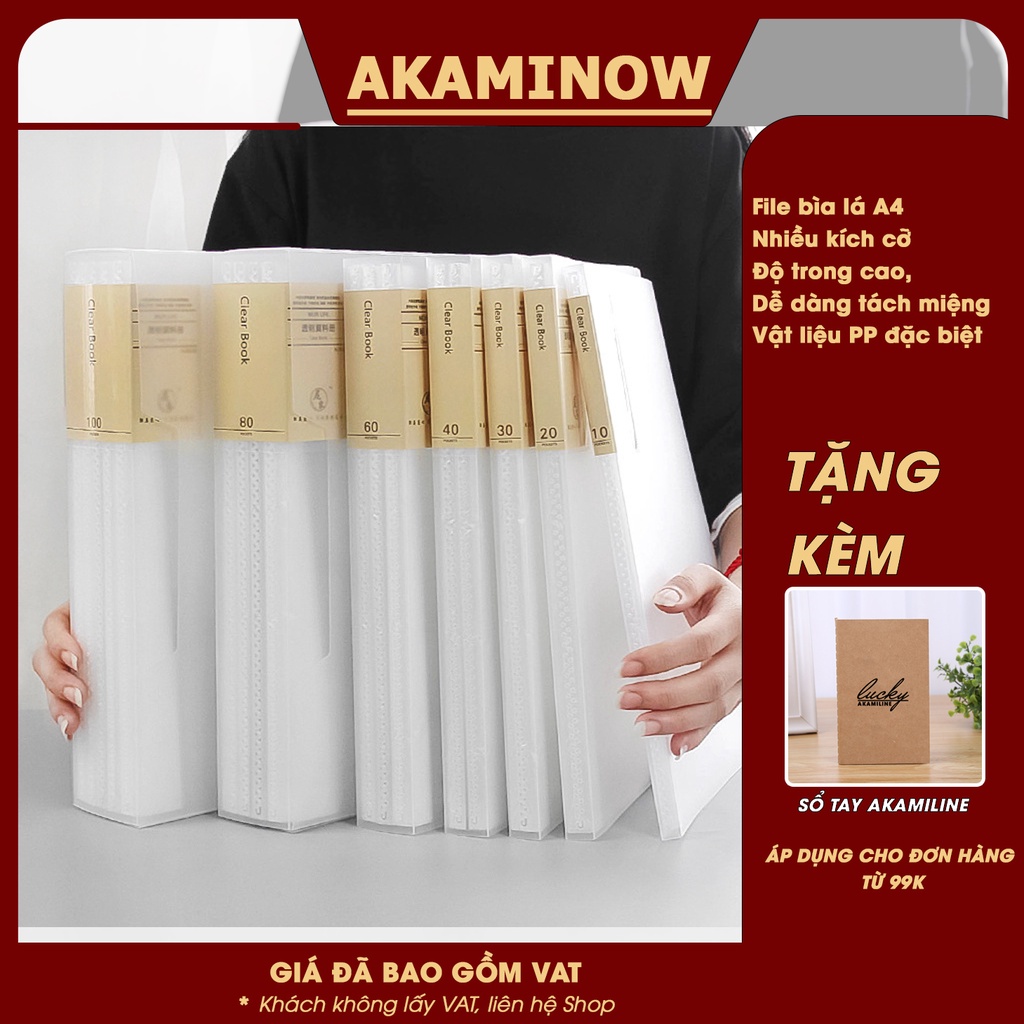 Bìa lá, File lá, Clear Book A4 trắng trong đủ kích cỡ 10/20/40/60/80 ...