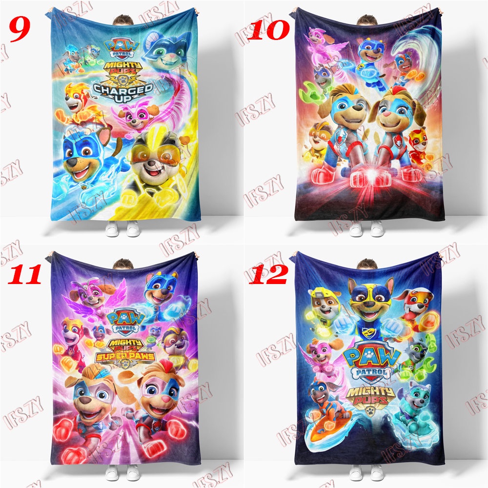 Chăn flannel Đơn Điều Hòa Không Khí In Hình paw patrol 4 Kích Thước Cho Bé