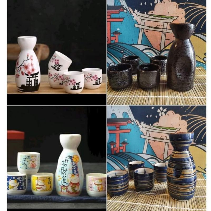 Bộ bình ly gốm sứ uống sake bình 180ml/300ml