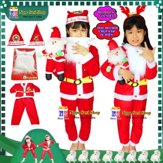 BỘ ĐỒ ÔNG GIÀ NOEL CHO BÉ CHO BÉ TRAI ĐẦM CHO BÉ GÁI ( Từ 1 - 11 Tuổi )  - CHẤT LIỆU VẢI NỈ GIÁ SỐC