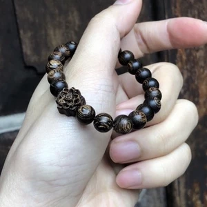Vòng Tay Trầm Hương Sánh Chìm Nước Mix Charm Hoa Sen - Vòng Tay Phong Thủy - Size 7 8 10mm