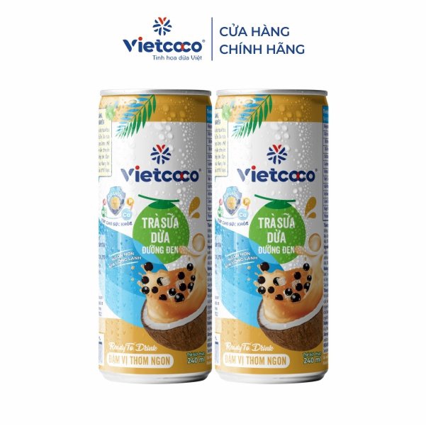 [COMBO 2 LON] Trà sữa dừa đường đen Vietcoco 240ml