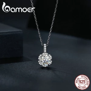 Vòng cổ Bamoer VVS1 bằng bạc 925 đính đá carat moissanite cao cấp thích hợp làm quà tặng cho nam và nữ MSN007