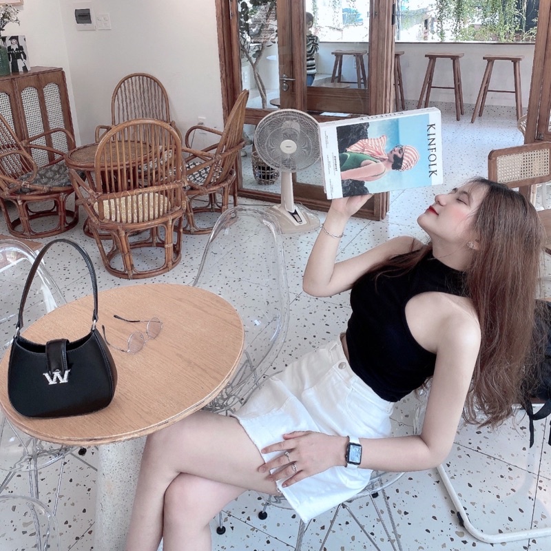 Áo ba lỗ croptop cổ lọ khoét ngực sexy, quyến rũ - 𝐕𝐘.𝐂𝐋𝐎𝐓𝐇𝐄𝐒