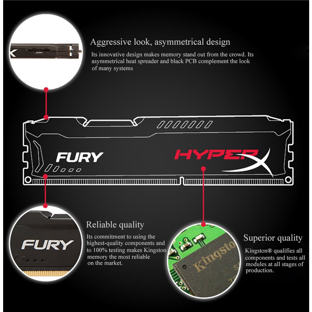 [Bộ 2 món] Kingston Hyperx 8GB Desktop RAM DDR3 Bộ nhớ để bàn DIMM 1333mhz/1600mhz/1866mhz 240Pin 1.35V/1.5V RAM PC3- 10600/12800/14900/RAM DIMM Gaming memory | BigBuy360 - bigbuy360.vn