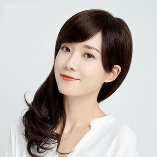 Tóc gia Nữ trung niên nguyên đầu mái chéo xoăn nhẹ như tóc thật HaminStore
