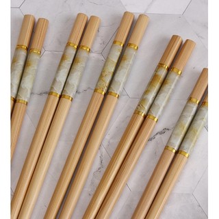 (Set 10 đôi) Đũa Gỗ Cao Cấp Viền Vân Đá Đẹp Mắt