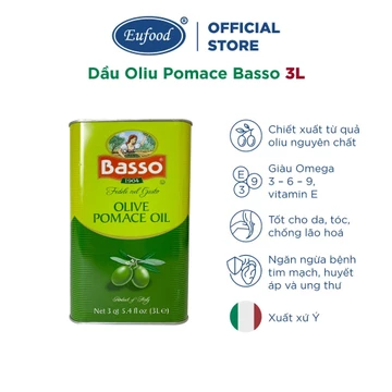 Dầu Olive Nguyên Chất Pomace Basso 3L - EUFOOD Việt Nam - Dầu Oliu Thực Vật Nhập Khẩu Ý Chính Hãng