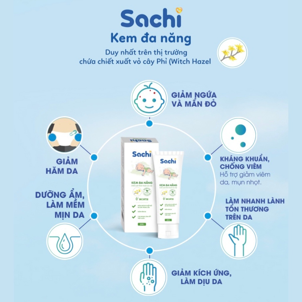 Ảnh Kem Đa Năng An Toàn Cho Bé SACHI Tuýp 20g Dưỡng Ẩm Làm Dịu Mát Da, Giảm Kích Ứng Hạn Chế Hình Thành Sẹo 2
