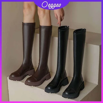 Oeteo bốt đùi nữ Giày Bốt Da Cổ Cao Thời Trang Cá Tính Cho Nữ giày boot giày bốt nữ giày boot nữ bốt nữ boot cao cổ boot nữ cổ cao boot đùi