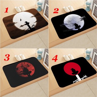 Thảm chùi chân chống trượt 60x40cm, in hình Anime Naruto Sasuke Itachi, vải flannel cho phòng tắm, bếp, lối vào