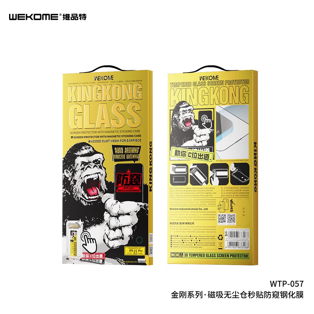 Ảnh Kính cường lực KINGKONG bảo vệ màng loa WEKOME 034-057 iphone 11 12 13 14 15 16 pro promax x xr xs max 4