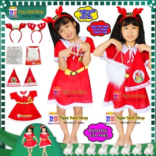 [TẶNG NÓN] BỘ ĐẦM NOEL CHO BÉ GÁI CHẤT VẢI NỈ TỪ 1 - 10 TUỔI - ĐỒ HÓA TRANG ÔNG GIÀ NOEL MẶC ĐI CHƠI CHỤP ẢNH