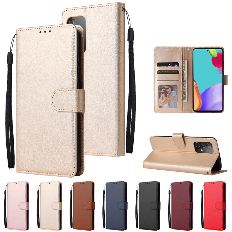 Ốp Lật Cho Samsung Galaxy A13 A04 A33 A53 A73 Khe Cắm Thẻ Đứng Bao Da PU