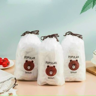 Màng bọc thực phẩm co giãn siêu dai có chun hình túi gấu set 100 chiếc