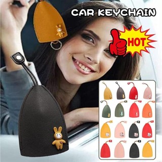 WOAY Kéo ra Chìa khóa ô tô, để bảo vệ chìa khóa không dễ trượt, Quà tặng sáng tạo Ví chìa khóa da PU công suất lớn