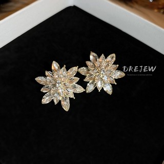 DREJEW Khuyên tai mạ bạc kiểu hoa tuyết đính đá zircon phong cách Hàn Quốc sang trọng thời trang cao cấp cho nữ