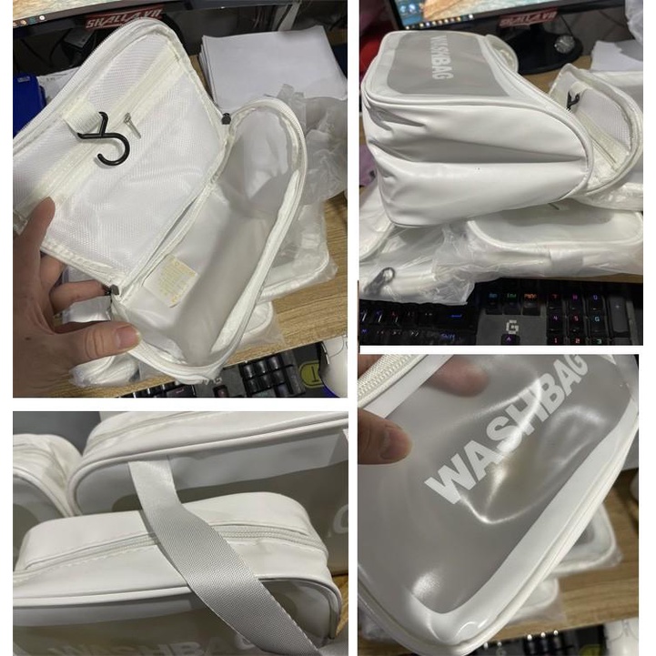 Túi Đựng đồ trang điểm trong suốt washbag Combo 6 nhựa PVC da Pu 3 màu đi bơi đi biển du lịch (HCM)