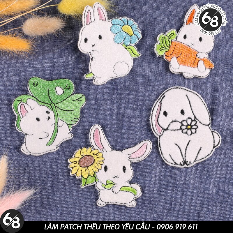 Sticker ủi thêu hình logo Chú thỏ Chibi dễ thương cute - Patch ủi quần ...