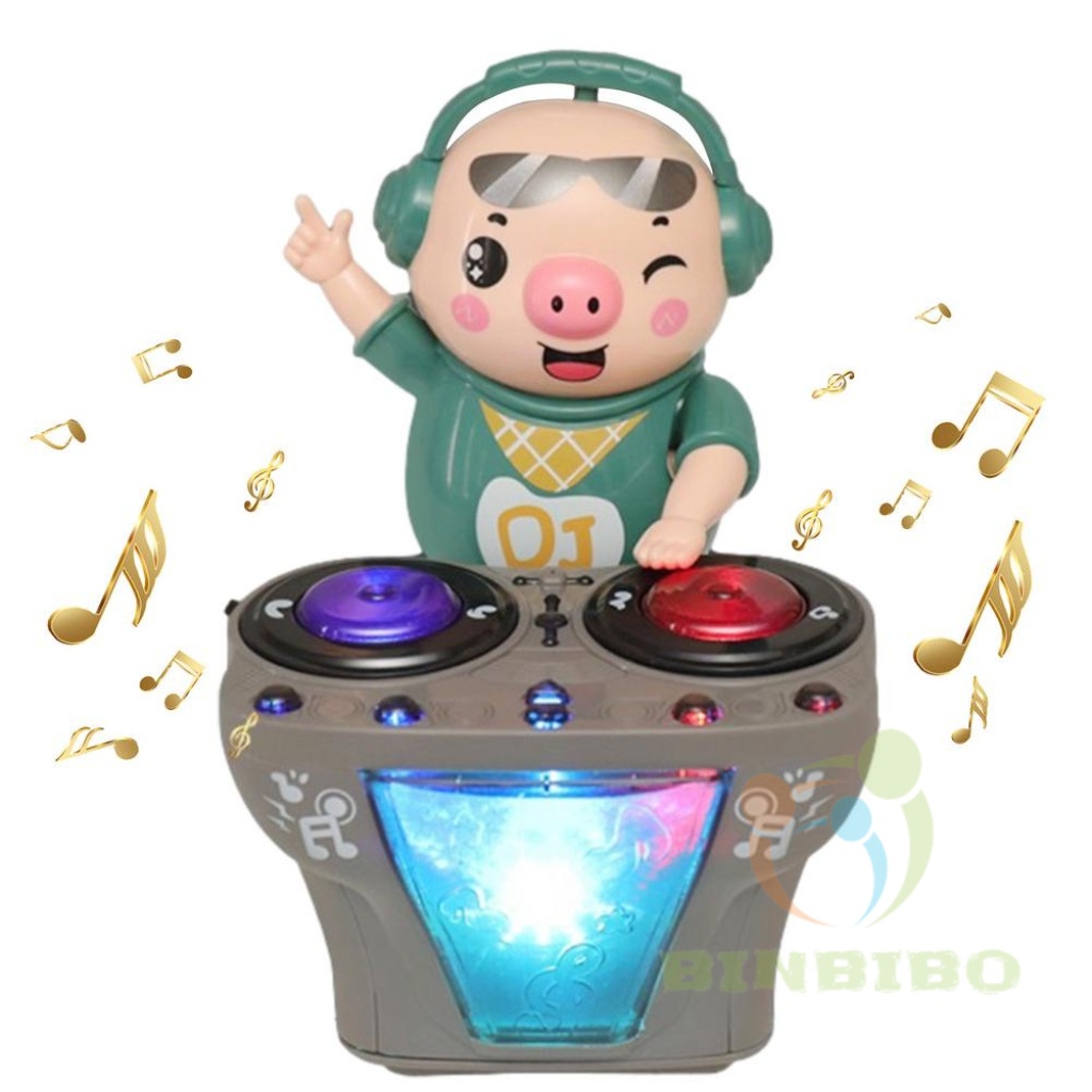 Heo DJ Phát Nhạc Có âm thanh và đèn phát sáng nhảy cực vui dễ thương cho bé- Binbibo