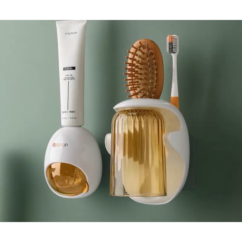 Bộ nhả kem đánh răng tự động/Bộ cốc đựng kèm ống đựng bàn chải