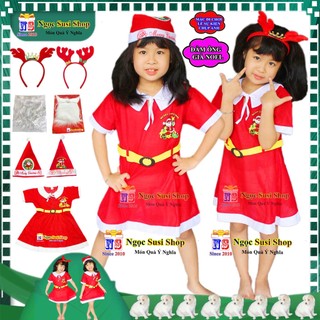 [TẶNG KÈM NÓN] BỘ VÁY NOEL CHO BÉ GÁI TỪ 1 - 10 TUỔI CHẤT VẢI NỈ - ĐỒ HÓA TRANG ÔNG GIÀ NOEL [MẶC ĐI CHƠI CHỤP ẢNH]