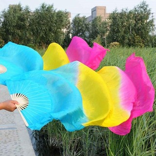 Quạt nhảy múa HEARTHLY màu gradient đa sắc, size 150cm, chất liệu rayon lụa, phù hợp cho trẻ em và nữ