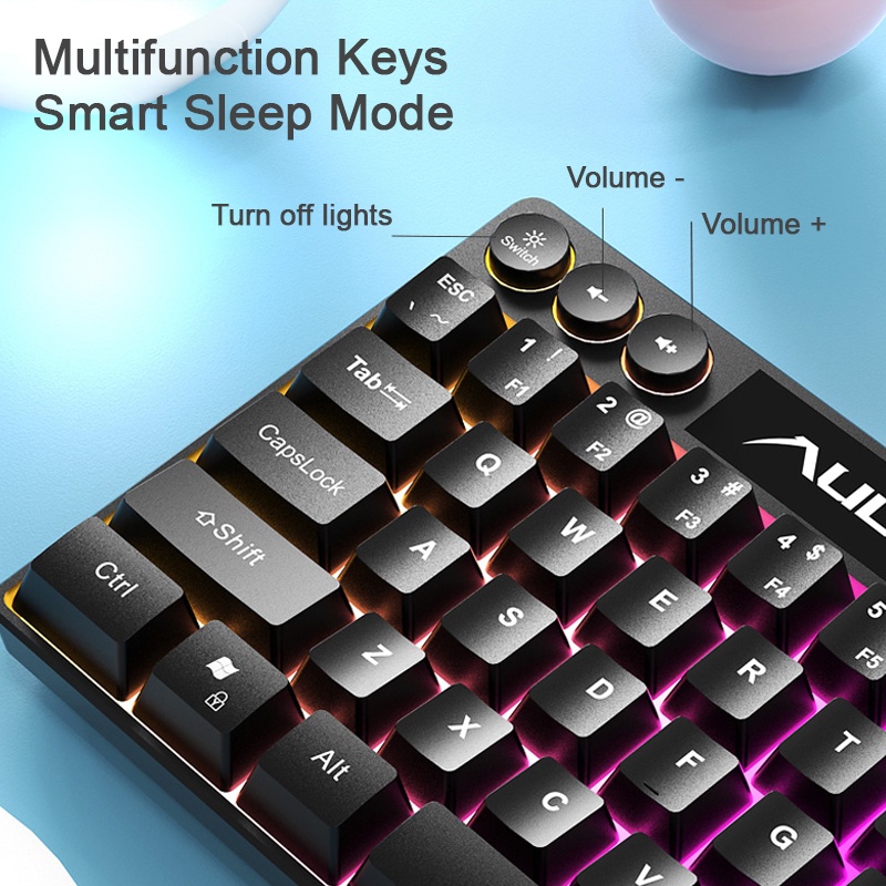 Bàn phím chơi game AULA F3061 có dây 61 phím RGB giao diện USB kết nối máy tính/notebook/điện thoại tiết kiệm không gian | BigBuy360 - bigbuy360.vn