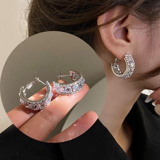Khuyên Tai Hình Chữ c Đính Đá Phong Cách Âu Mỹ Độc Đáo Mới