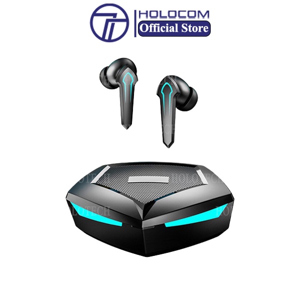 Tai nghe bluetooth không dây HOLOCOM Gaming P30 Max có đèn led ,Tai nghe chơi game có độ trễ âm thanh cực thấp