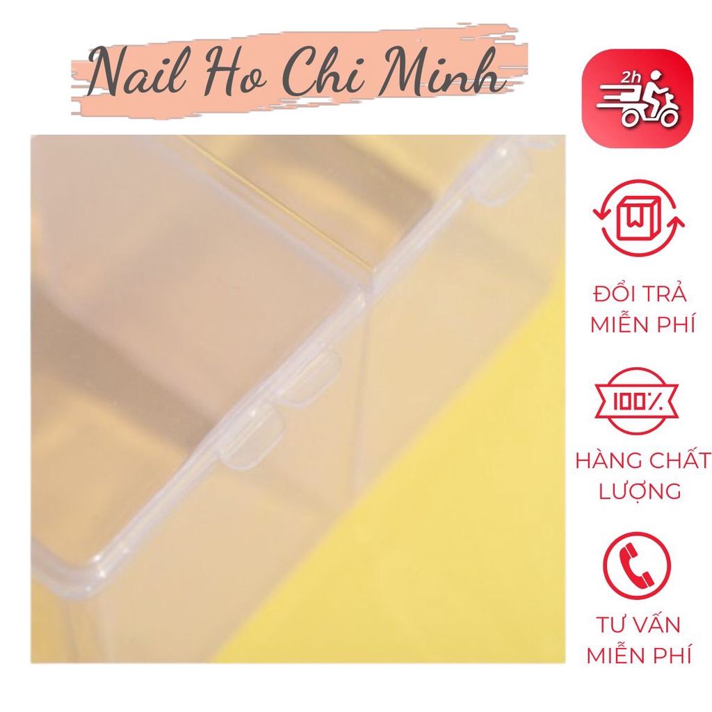 [Gía tốt] Hộp đựng giấy lau gel 2 ngăn có nắp - hộp nhựa đựng dụng cụ nail chuyên dụng